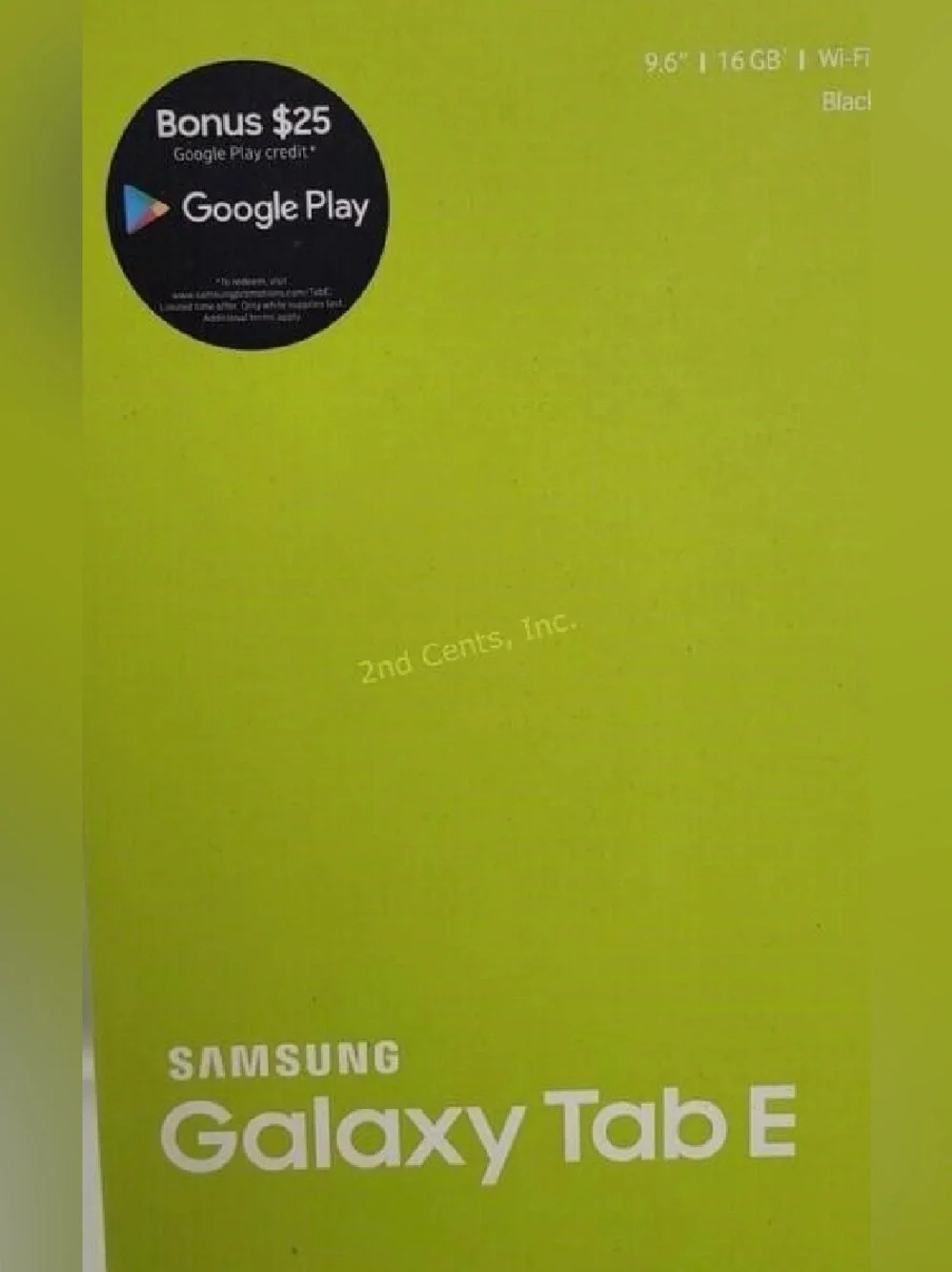 Samsung Galaxy Tab E Lime Green Box